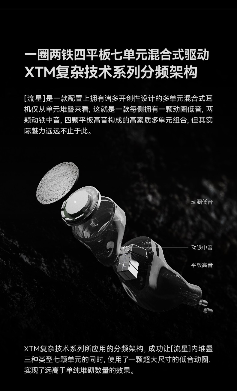 水月雨METEOR 流星一圈两铁四平板入耳式耳机| 水月雨MOONDROP